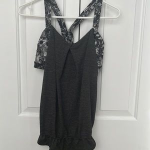 Lululemon black and white floral tank